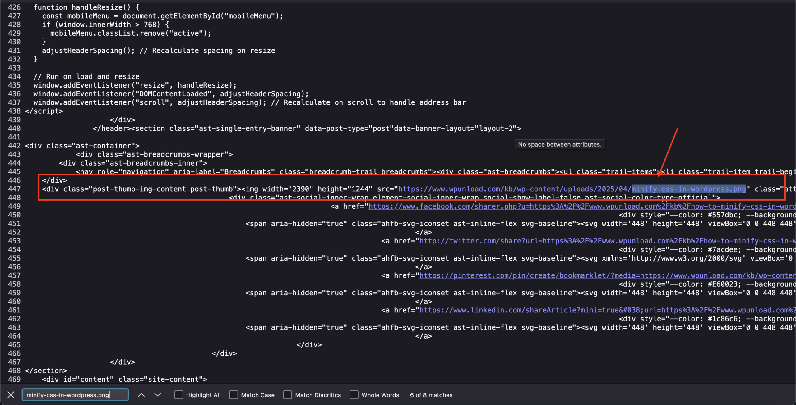 PageSpeed Insights screenshot showing LCP before preloading images in WordPress