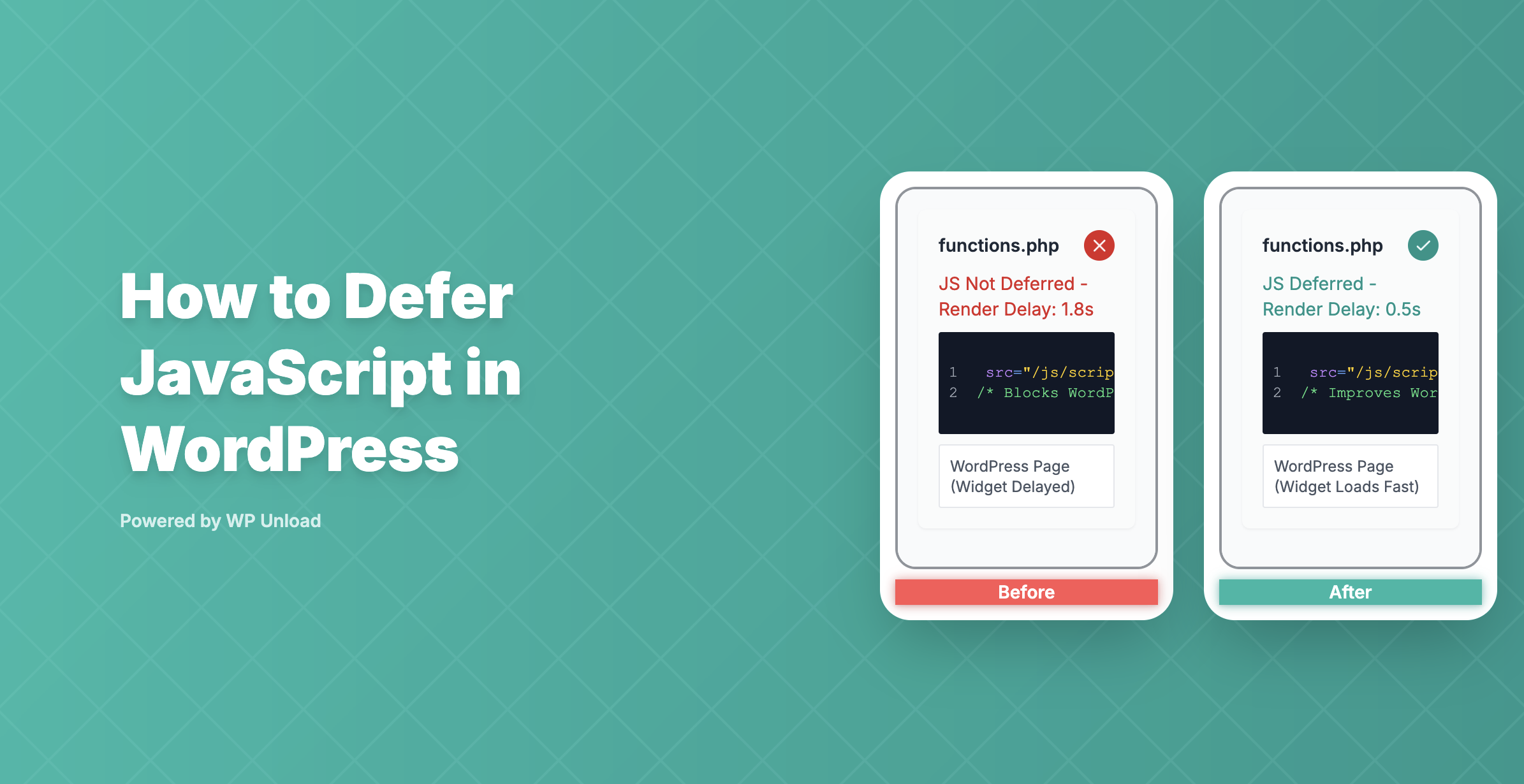 Illustration of deferring JavaScript in WordPress for faster page loads