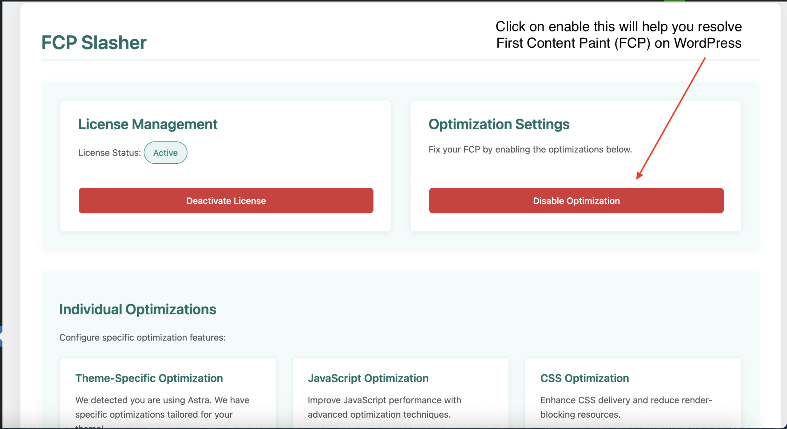 FCP Slasher enabled optimization in WordPress