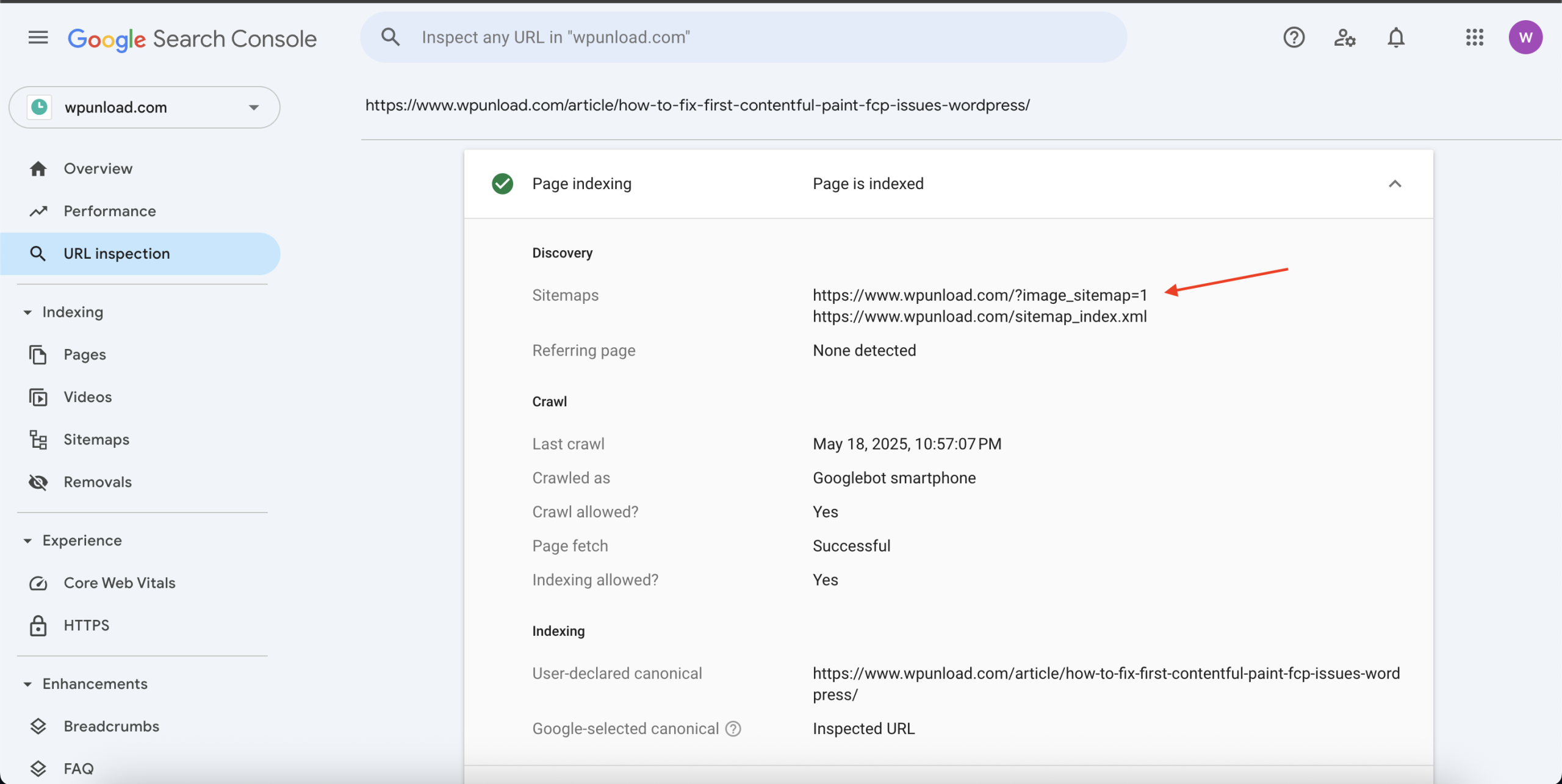 Google Search Console dashboard showing successful image sitemap indexing and improved image visibility